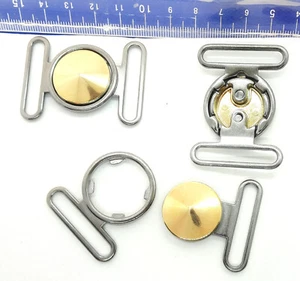 2-teiliger 30mm Clasp Gurtverschluss Metal Bicolor Smoke Gold With Raster - Picture 1 of 1