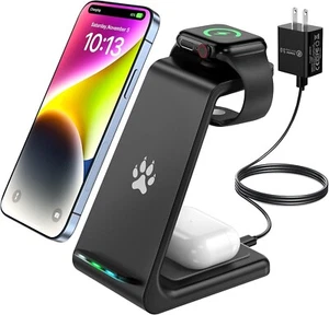 CUCICU Wireless Charger, 3 in 1 Wireless Charging Station Compatible with iPhone - Photo 1 sur 7