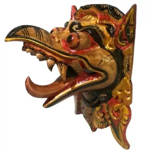 Home Decor Mask Bird Garuda Eagle Wall Balinese Hindu Hand Carved Painted Wooden - Picture 1 of 12