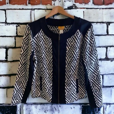 Ruby Road Jacket Womens Black White Size 14 Machu Picchu Tribal Printed Corpcore - Image 1 of 4