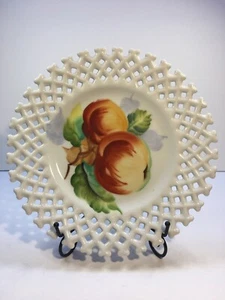 LEFTON CHINA RETICULATED Fruit Plate 8 1/2" HAND PAINTED 1949-1955 NE 6350 - Picture 1 of 3
