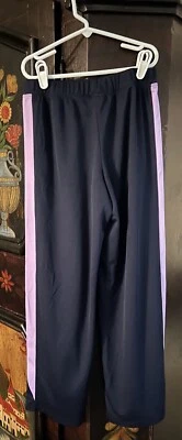 CHAMPION Girls Sweatpant Size Large; Dark Blue With Lavender Stripes On Sides - Image 1 of 2