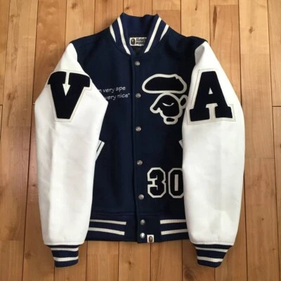 Limited to 99 Leather sleeve varsity jacket VERY BAPE A Bathing Ape Size M - Image 1 of 4