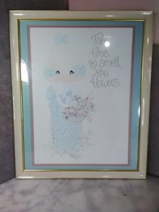 Enesco precious moments "take time to smell the flowers". Framed and matted. - Picture 1 of 4