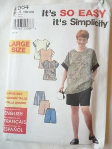 Vintage 1997 Sewing Pattern Top & Shorts Size 18w-28w Uncut - Picture 1 of 2