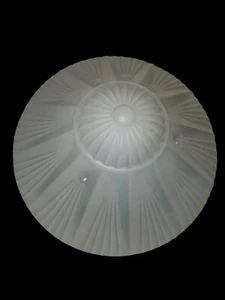 Retro Art Deco 10.5” Frosted & Aqua Blue Glass Light Globe Ceiling Shade - Picture 1 of 7