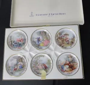 Vintage Kaiser Porzellan Set of 6 Miniature 4" Plates - Romanic Scenes - w Box - Imagen 1 de 11