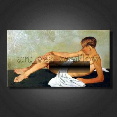 Pinturas al óleo 100 % pintadas a mano arte joven hombre desnudo sobre lienzo 36x20 pulgadas #079 Foto 1 de 3