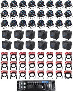 (24) Rockville RockPAR50 Par Can Wash Lights+192 Ch DMX Controller+Cables+Bags - Picture 1 of 11