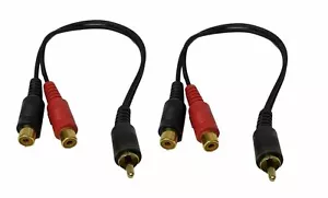 Qty: 2 6 RCA Audio Cable Y Adapter Splitter 2 Female to 1 Male Plug 2 Pcs - Picture 1 of 8