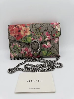Gucci Dionysus Blooms GG Supreme Mini Cadena Cartera Bandolera Floral Lona Foto 1 de 4