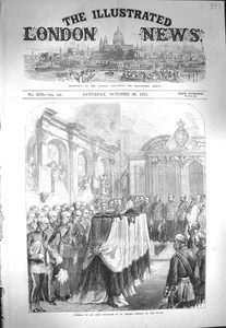 Antigua impresión original 1871 funeral Sir John Burgoyne Peter's Church Tower - Imagen 1 de 1