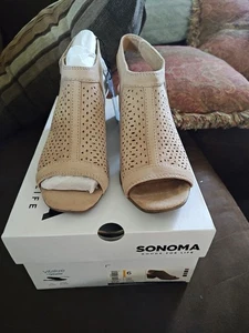 Neu mit Karton Sonoma Goods For Life Vitalize Gr. 6 Peeptoe Blockabsatz Sandalen hellbraun taupe - Bild 1 von 11