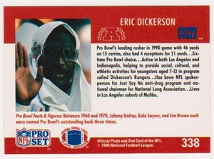 1990 Pro Set Eric Dickerson #338 Short Print BLANK FRONT ERROR CARD - Scarce! - Picture 1 of 2