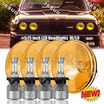 4PCS 5-3/4 5.75" white h4 LED Headlights Hi/Lo Beam For BMW 325i 528i 535i E30 Foto 1 de 4