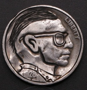 RustShade - glattes Haar - schwere Brille - großes Gestell Hobo Nickel - Münzschnitzerei - Bild 1 von 3