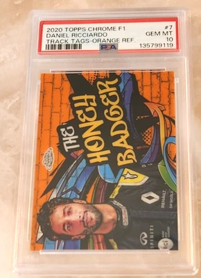 2020 Topps Chrome Formula 1 DANIEL RICCIARDO PSA 10 Track Tags ORANGE 13/25 RARE - Image 1 of 4