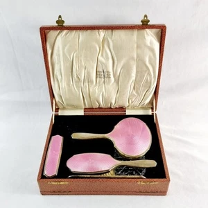 1928 William Neale & Son Ltd Silver Gilt and Enamel Art Deco Dressing Table Set - Picture 1 of 22