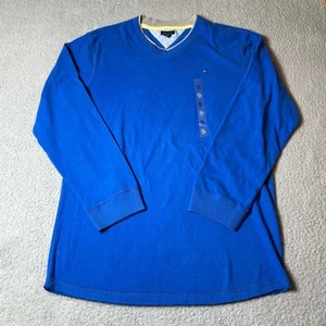 Tommy Hilfiger Sweater Boys 20 Blue Embroidered Logo Pullover V Neck Sweater NEW - Picture 1 of 9