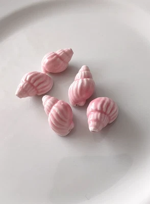 5 Porzellan-Perlen "Muschel", rosa, 21x14mm, Schmuckherstellung✨ - Bild 1 von 2