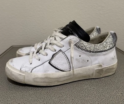 Philippe модель кроссовки женщин prsx PRLD-MA02 Blanc Argent логотип деталь Sz 6 (36) - Изображение 1 из 4