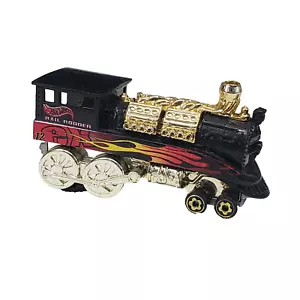 1995 Hot Wheels Rail Rodder Black With Flames Train Engine First Editions - Bild 1 von 7