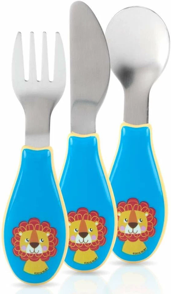 Nuby Stainless Steel Utensil, 3 Piece (Blue) - NEW - Image 1 of 1