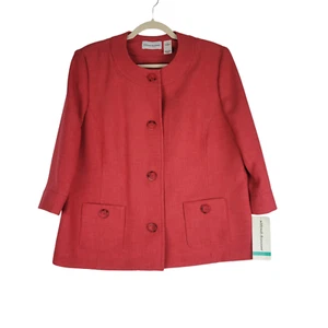 Alfred Dunner Jacket Womens 16 Elbow Length Sleeves Red Orange Career Dressy NWT - Picture 1 of 8