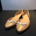 Ln/Euc Us8b Talbots Tan Leather Slip On Casual D'orsay Ballet Flats Shoes