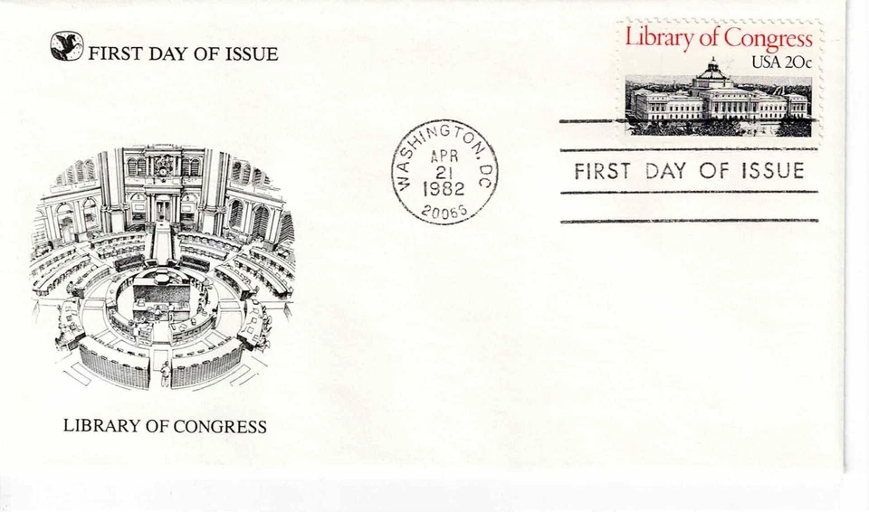 US Scott #2004, First Day Cover 4/21/82 Washington Single Library of Congress - Image 1 of 1