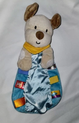 Taggies Dog Puppy Blue Lovey Security Blanket Plush Head Satin Tummy Spots rattl - Image 1 of 4