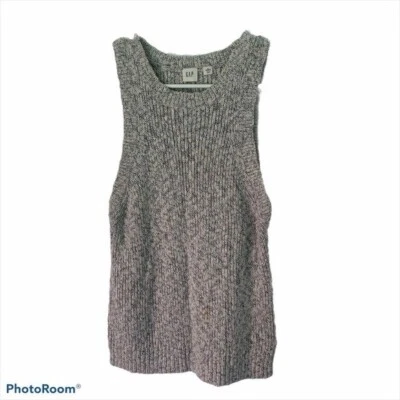 Gap Womens Size Small Petite Sleeveless Marl Sweater Navy Marl Light Gray Cotton - Image 1 of 4