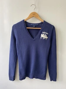 Vintage Ralph Lauren Sport Sweater Womens M Big Double Polo Pony Barbiecore - Picture 1 of 11