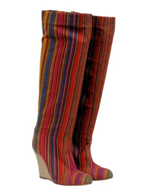 Christian Louboutin Alpargata Cuña Calcetín Bota EE. UU. 6 UE 36 Rayas Multicolor Foto 1 de 4