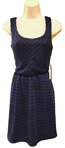 NWT $59 As U Wish Women's Blue Black Striped A-Line Sleeveless Dress Size: S - Picture 1 of 1