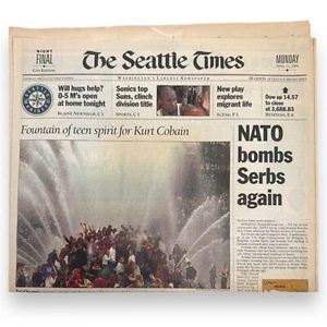 NIRVANA Seattle Times Newspaper April 11, 1994 Kurt Cobain (A&B sections Only) - Picture 1 of 5