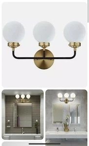 JONATHAN Y 3-Light 22" Brass Wall Sconce Brass Gold/Black Modern 3 Lights + B... - Picture 1 of 1