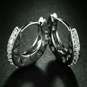 2,80 kt Rundschliff VVS1 Diamant Huggie Creolen Damen Ohrringe 14 Karat Weißgold Finish - Bild 1 von 4