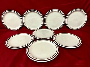 Rego Brown Speckled & Brown Bands C758-21 Set Of 8 Salad Plates 7 1/4" - Picture 1 of 3