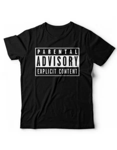 T-shirt Parental Advisory Explicit Content Inside VM18 Rock Trash Pop Musica YT - Imagen 1 de 5