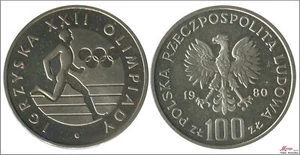 Polonia 100 Zlotych 1980 / Olimpiada / 16,50 gr. plata PROOF Y00109 - Imagen 1 de 1