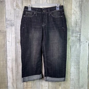Riders Silver Edition By Lee Size 6 Medium Black Denim CAPRI’s - Picture 1 of 8