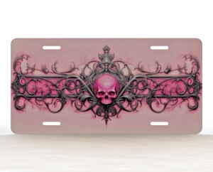 Matrícula de novedad calavera rosa gótica púas - Imagen 1 de 6