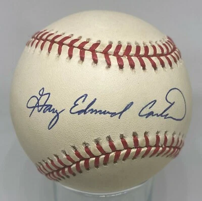 Gary Carter Signed Baseball Full Name Gary Edmund Autographed Mets HOF AUTO  - Image 1 of 2