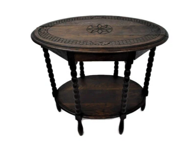 Mesa auxiliar de centro ornamentada de madera tallada a mano 6 patas patas bobina WOW Foto 1 de 4