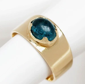 Bandring 14 Karat 585 Gold Gelbgold Saphir Cabochon 1 ct. 4,91 g Gr. 54 Unikat - Bild 1 von 3