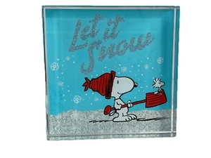 New Clear Glass Snoopy - Let It Snow Holiday Frosted Paperweight 2023 - Picture 1 of 4