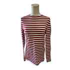 ASOS Shirt Long Sleeves Crew Neck Pullover Striped White Red Womens Size XS 