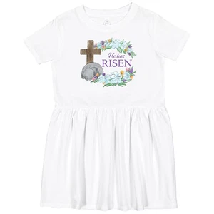 Inktastic Easter He Has Risen With Cross And Flowers Toddler Dress Cute Lillie 6 - Picture 1 of 5