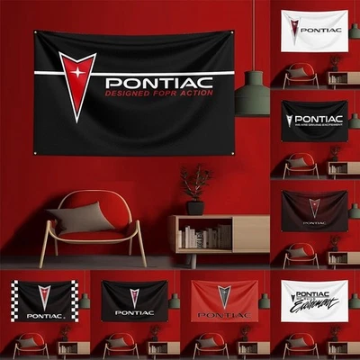 Pontiacs Automotive Racing Car Flag Banner Tapestry Wall Hang Garage Décor 5x3ft - Image 1 of 4